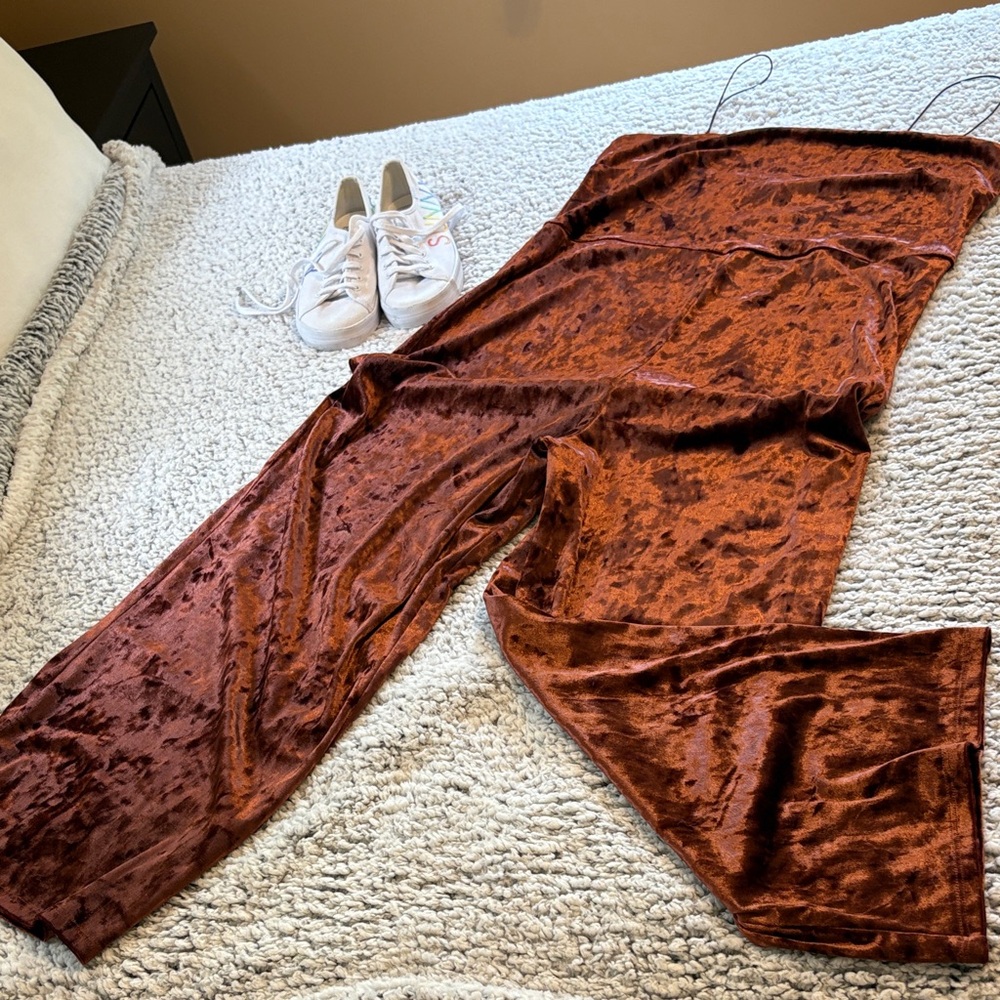 Dynamite Rust Velvet Jumpsuit - Picture 1 of 5